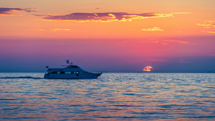 Fototapeta premium Sunset over Adriatic Sea in Trieste in Italy in Europe