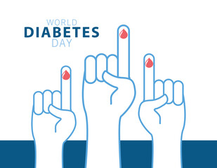 world diabetes day campaign with blood drops in fingers