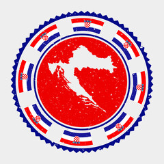 Croatia grunge stamp. Round logo with map and flag of Croatia. Country stamp. Vector illustration.