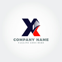 Modern bridge blended with letter X logo for company logo