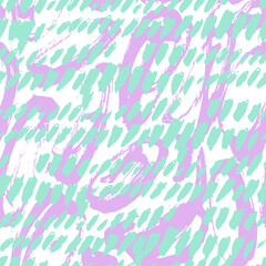 Multicolored Seamless Pattern for fabric design. Water splash paint splatter. Background texture old fabric. Ink paint Line vector.