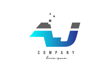 AJ A J alphabet letter logo combination in blue and grey color. Creative icon design for company and business