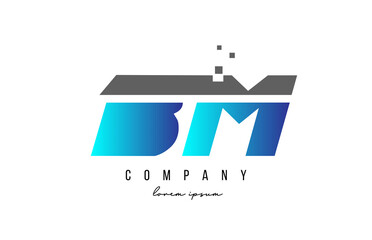 BM B M alphabet letter logo combination in blue and grey color. Creative icon design for company and business