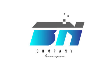 BN B N alphabet letter logo combination in blue and grey color. Creative icon design for company and business