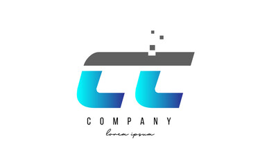 CC C C alphabet letter logo combination in blue and grey color. Creative icon design for company and business