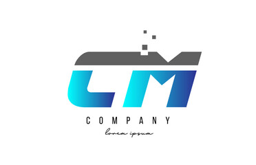 CM C M alphabet letter logo combination in blue and grey color. Creative icon design for company and business