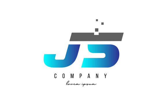 JS J S alphabet letter logo combination in blue and grey color. Creative icon design for company and business