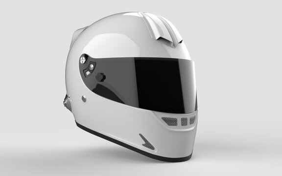 Motorcycle Helmet Isolated on Grey Mockup right view
