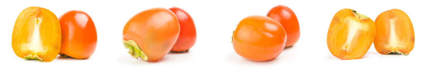 Collage of persimmon isolated on a white background