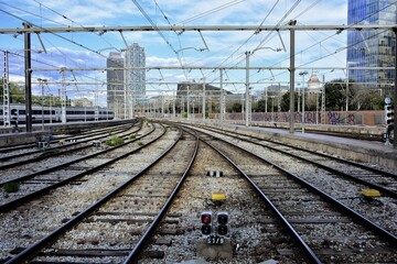 Fototapeta premium railway in the city
