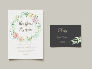 elegant hand drawing wedding invitation floral design