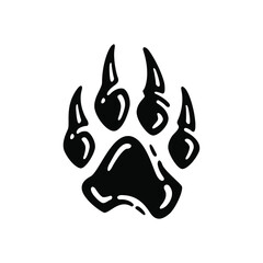 Footprints of a wild cat. Paw tiger. Vintage design