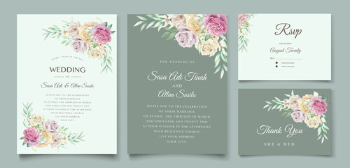Fototapeta na wymiar elegant hand drawing wedding invitation floral design