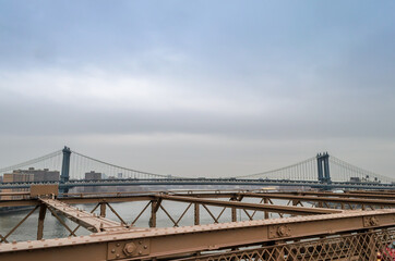 Fototapeta na wymiar Beautiful Manhattan Bridge in New York City. Shot Taken From Brooklyn Bridge