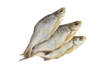 Dry fish isolated on white background.