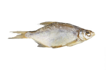 One dry fish isolated on white background.
