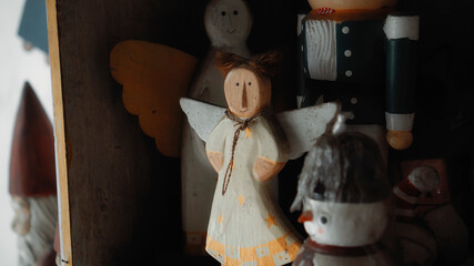 Christmas wooden colourise toys of angel standing