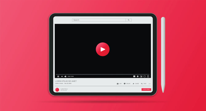 streaming Youtube design on tablet