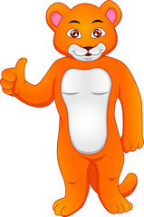 baby cougar giving thumbs up cartoon isolated on white background