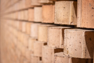 Old brick wall background selective focus