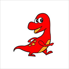 Cute red baby dinasour vector illustration