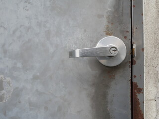 metal door handle and security lock.