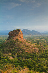 Sigiriya lion rock ancient rock fortress, archaeological site and tourist destination in Sri Lanka view from Pidurangala.