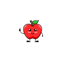 vector illustration of cute apple fruit mascot or character have good idea. cute apple fruit Concept White Isolated. Flat Cartoon Style Suitable for Landing Page, Banner, Flyer, Sticker.
