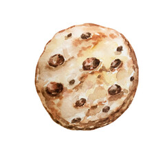 Watercolor Christmas cookies with chocolate chips