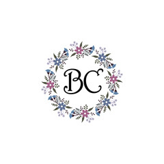 Initial BC Handwriting, Wedding Monogram Logo Design, Modern Minimalistic and Floral templates for Invitation cards