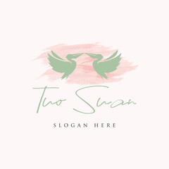 Two swan logo design template