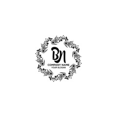 Initial BN Handwriting, Wedding Monogram Logo Design, Modern Minimalistic and Floral templates for Invitation cards