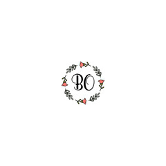 Initial BO Handwriting, Wedding Monogram Logo Design, Modern Minimalistic and Floral templates for Invitation cards