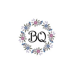 Initial BQ Handwriting, Wedding Monogram Logo Design, Modern Minimalistic and Floral templates for Invitation cards