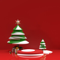 Christmas and new year celebration realistic 3d render for advertisement stage scene