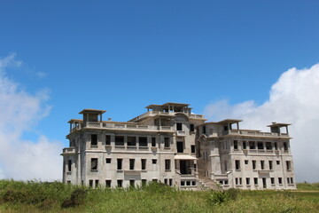 Fototapeta na wymiar Cambodia. Bokor Hill Station refers to a collection of French colonial buildings constructed as a temperate mountain luxury resort. Kampot city. Kampot province.