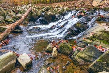 Little cascade on the Scott's Run in autumn.Scott's Run Nature Preserve.Fairfax County.Virginia.USA