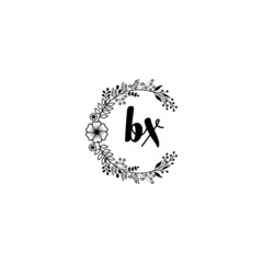 Initial BX Handwriting, Wedding Monogram Logo Design, Modern Minimalistic and Floral templates for Invitation cards