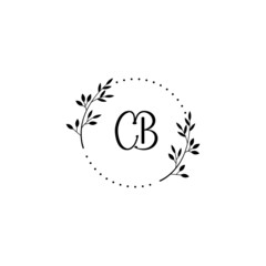 Initial CB Handwriting, Wedding Monogram Logo Design, Modern Minimalistic and Floral templates for Invitation cards