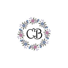 Initial CB Handwriting, Wedding Monogram Logo Design, Modern Minimalistic and Floral templates for Invitation cards