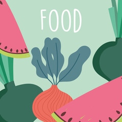 food slice watermelon radish onion natural design
