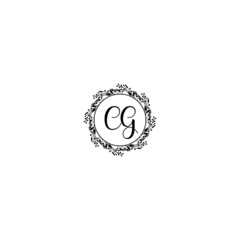 Initial CG Handwriting, Wedding Monogram Logo Design, Modern Minimalistic and Floral templates for Invitation cards