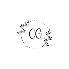 Initial CG Handwriting, Wedding Monogram Logo Design, Modern Minimalistic and Floral templates for Invitation cards