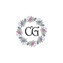 Initial CG Handwriting, Wedding Monogram Logo Design, Modern Minimalistic and Floral templates for Invitation cards