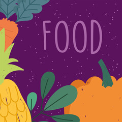 food pattern poster pumpkin pineapple carrot layout