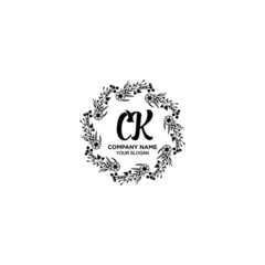 Initial CK Handwriting, Wedding Monogram Logo Design, Modern Minimalistic and Floral templates for Invitation cards