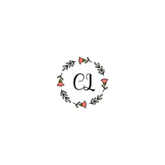 Fototapeta na wymiar Initial CL Handwriting, Wedding Monogram Logo Design, Modern Minimalistic and Floral templates for Invitation cards