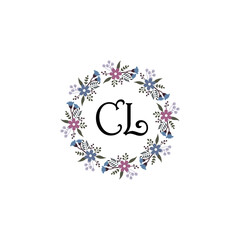 Initial CL Handwriting, Wedding Monogram Logo Design, Modern Minimalistic and Floral templates for Invitation cards