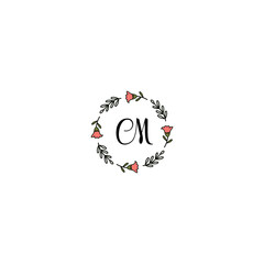 Fototapeta na wymiar Initial CM Handwriting, Wedding Monogram Logo Design, Modern Minimalistic and Floral templates for Invitation cards