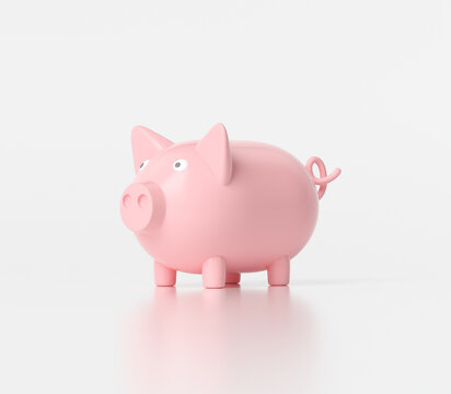 3D Piggy bank on white background, piggy bank icon. 3d rendering illustration.